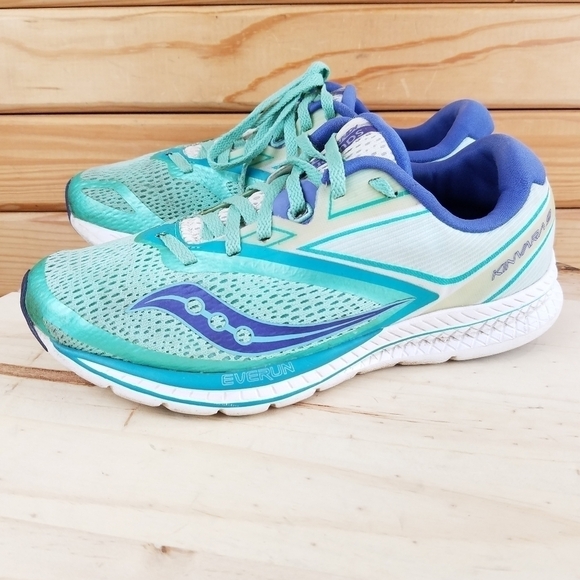 Saucony Women's 8.5 US S10418-35 Kinvara 9 Running Shoe Lace-up Aqua Green White - Picture 5 of 9